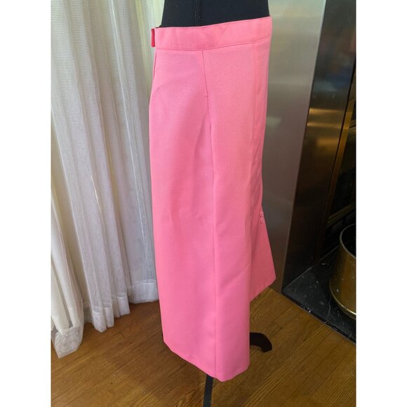 Vintage 80s midi skirt, bubblegum pink polyester, made in Canada by Tamco - Picture 5 of 7